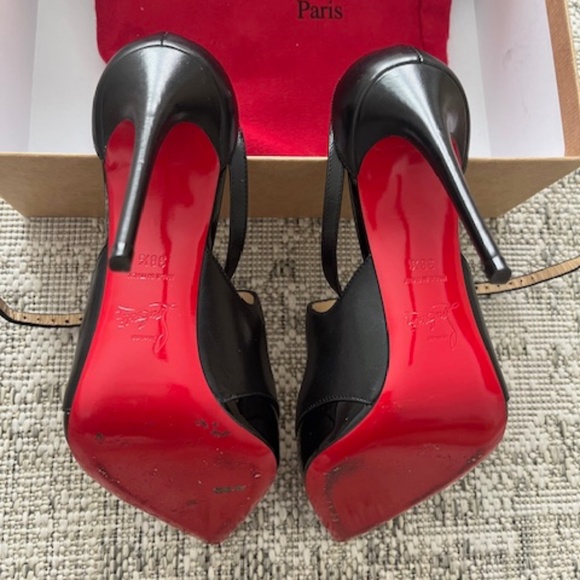 Christian Louboutin Crissos Black Patent and Nappa Leather 100mm Stiletto Heels - Picture 7 of 10